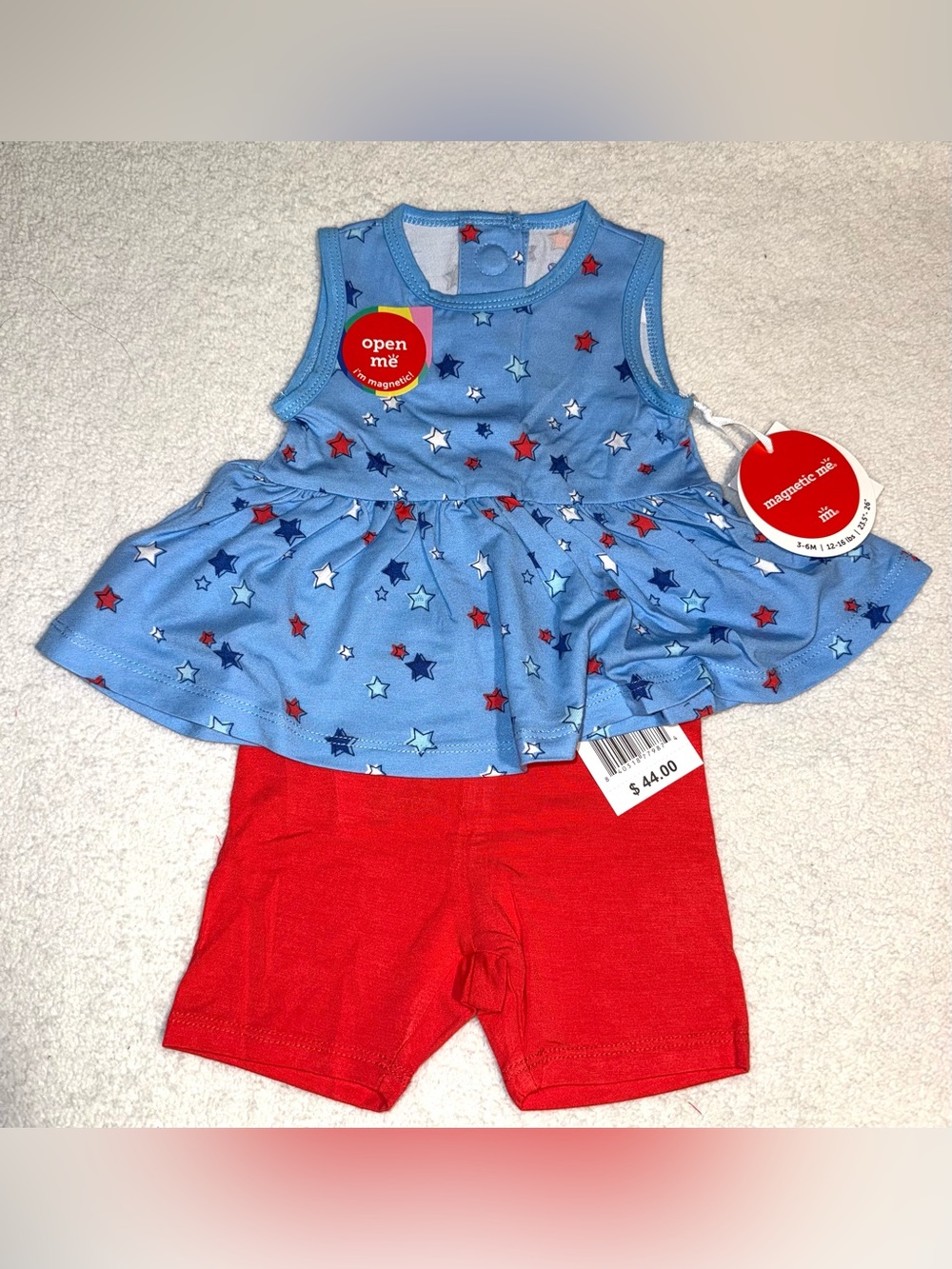 Magnetic Me Girls Star Dress and Shorts Set, Size 3-6M, NWT